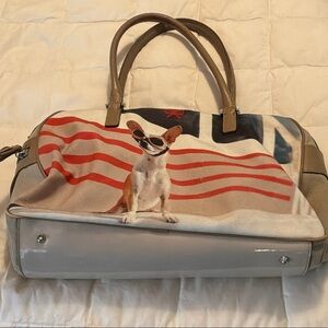 Anya Hindmarch Multicolor Chihuahua Print Satchel with Tan Handles